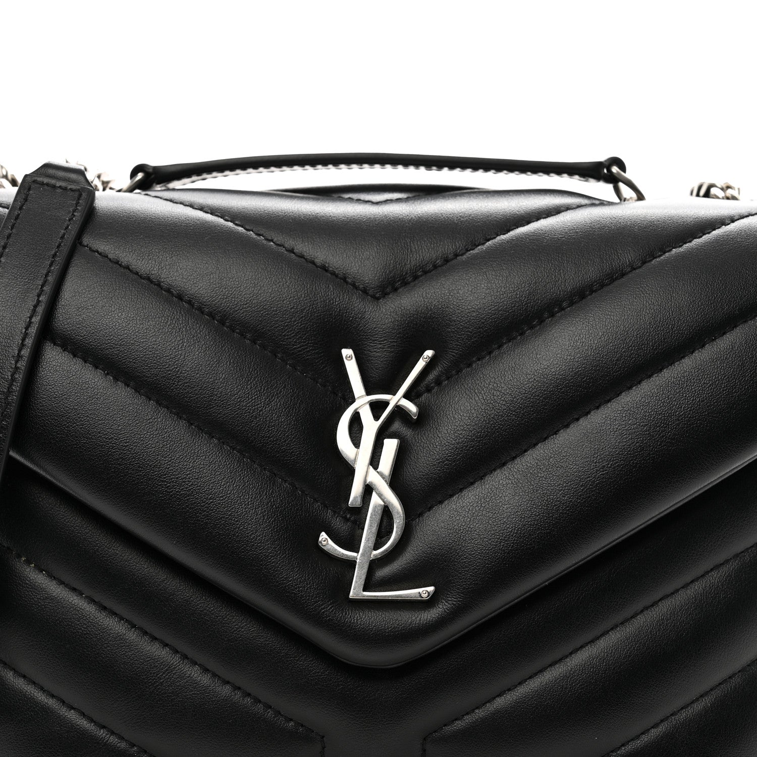 Saint Laurent Calfskin Y Quilted Monogram Small Loulou Chain Satchel Black 5 of 10