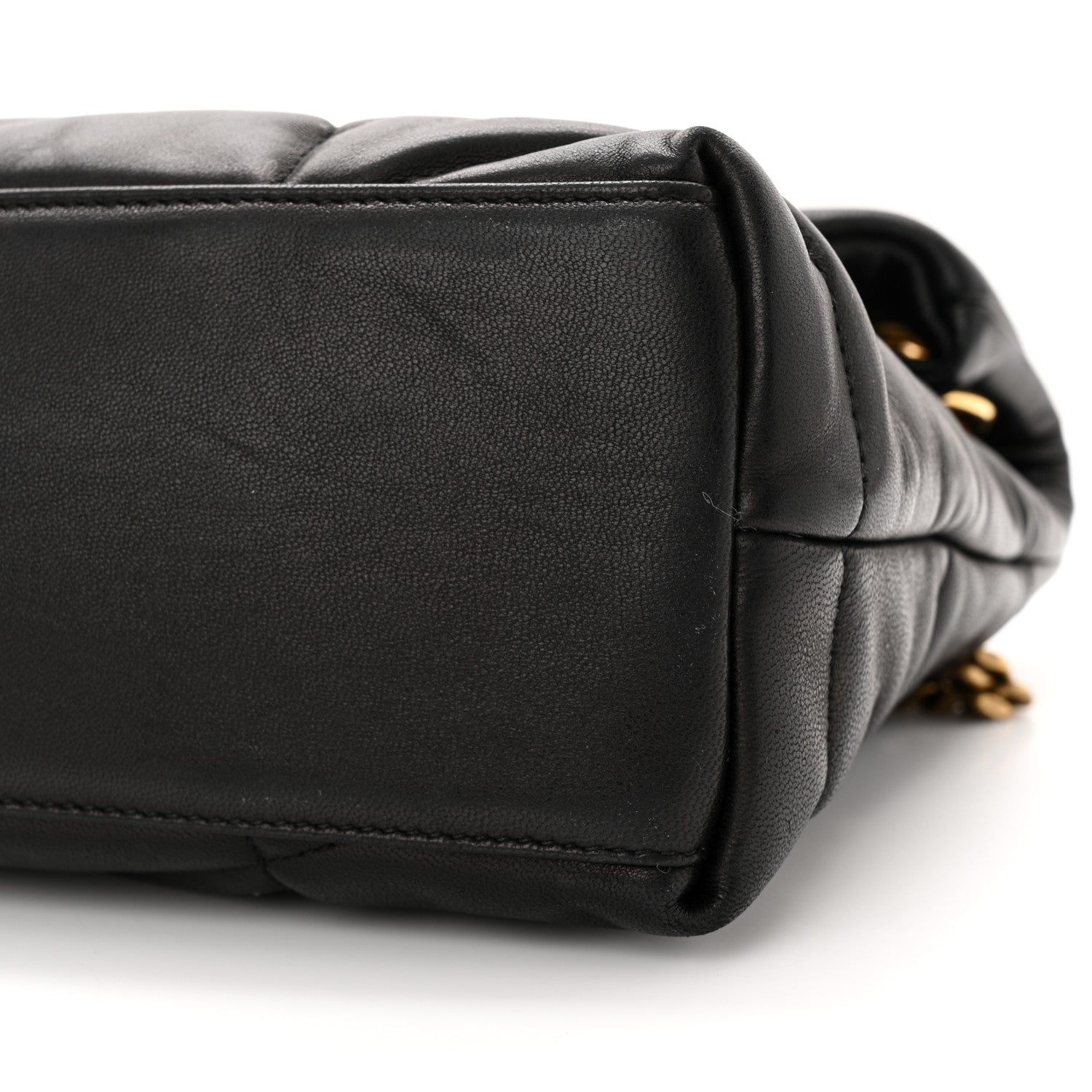 Saint Laurent Lambskin Quilted Small Loulou Puffer Monogram Chain Satchel Black 10 of 11