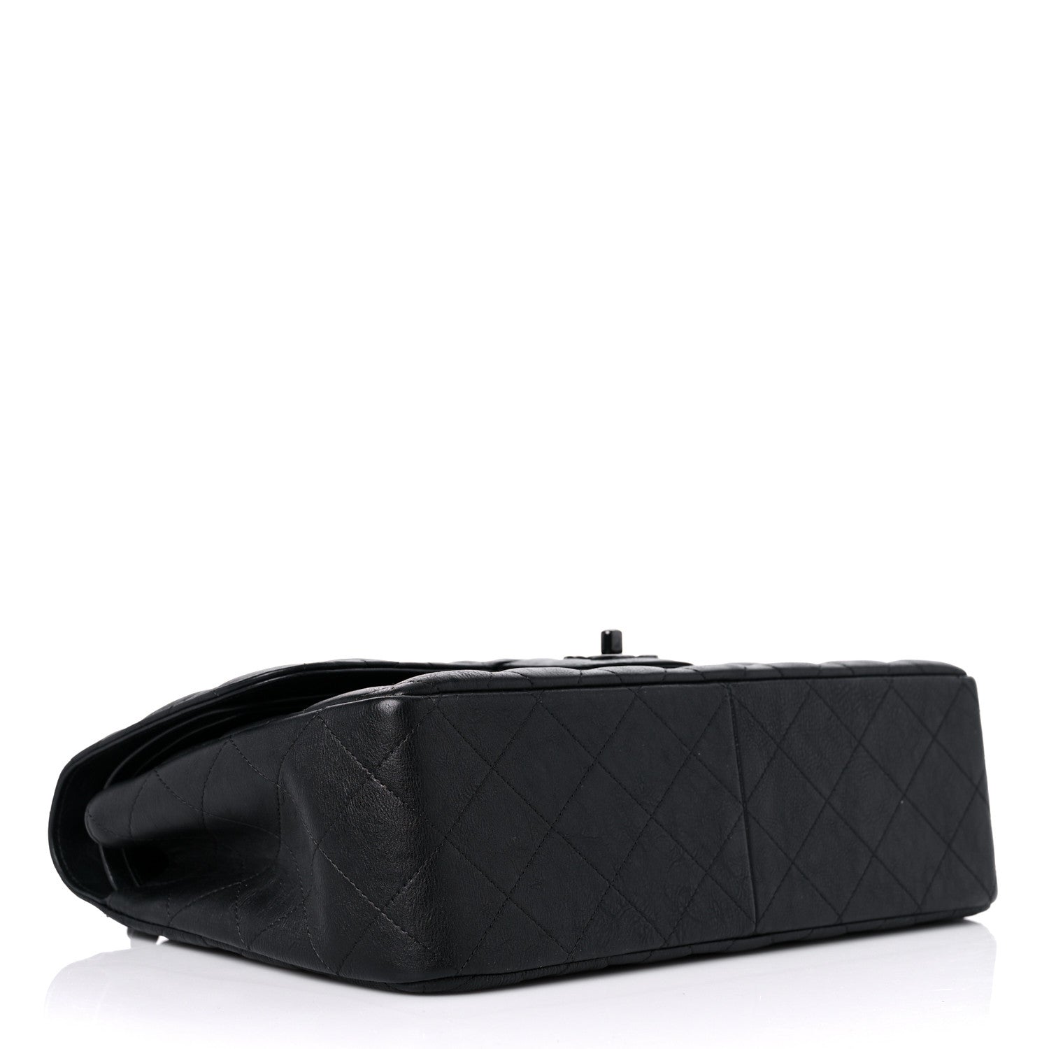 Chanel Crumpled Calfskin Quilted Jumbo Double Flap So Black 4 of 19
