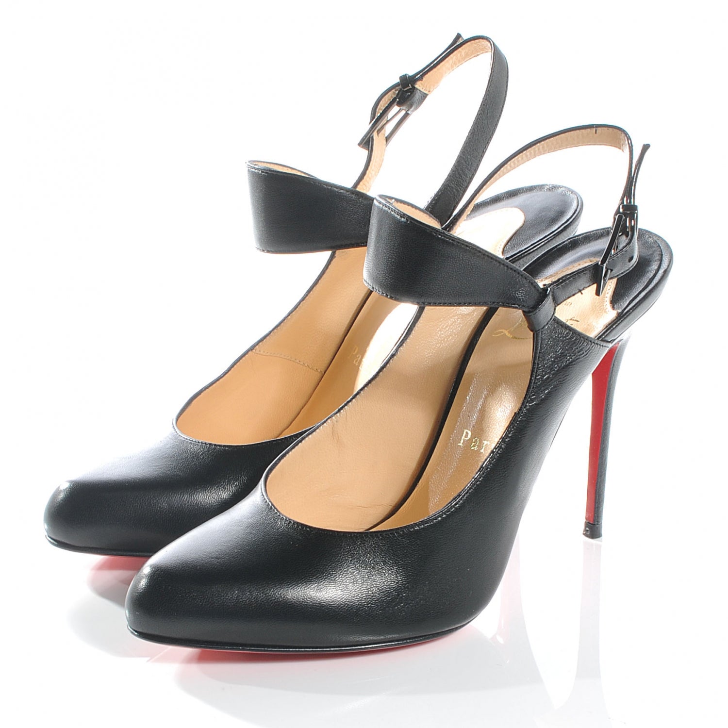 Christian Louboutin Nappa Hippique 100 Slingback Heels 37.5 Black 3 of 6