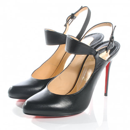 Christian Louboutin Nappa Hippique 100 Slingback Heels 37.5 Black 3 of 6
