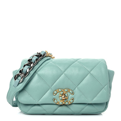 Chanel Lambskin Quilted Chanel 19 Waist Bag Light Blue 1 of 9