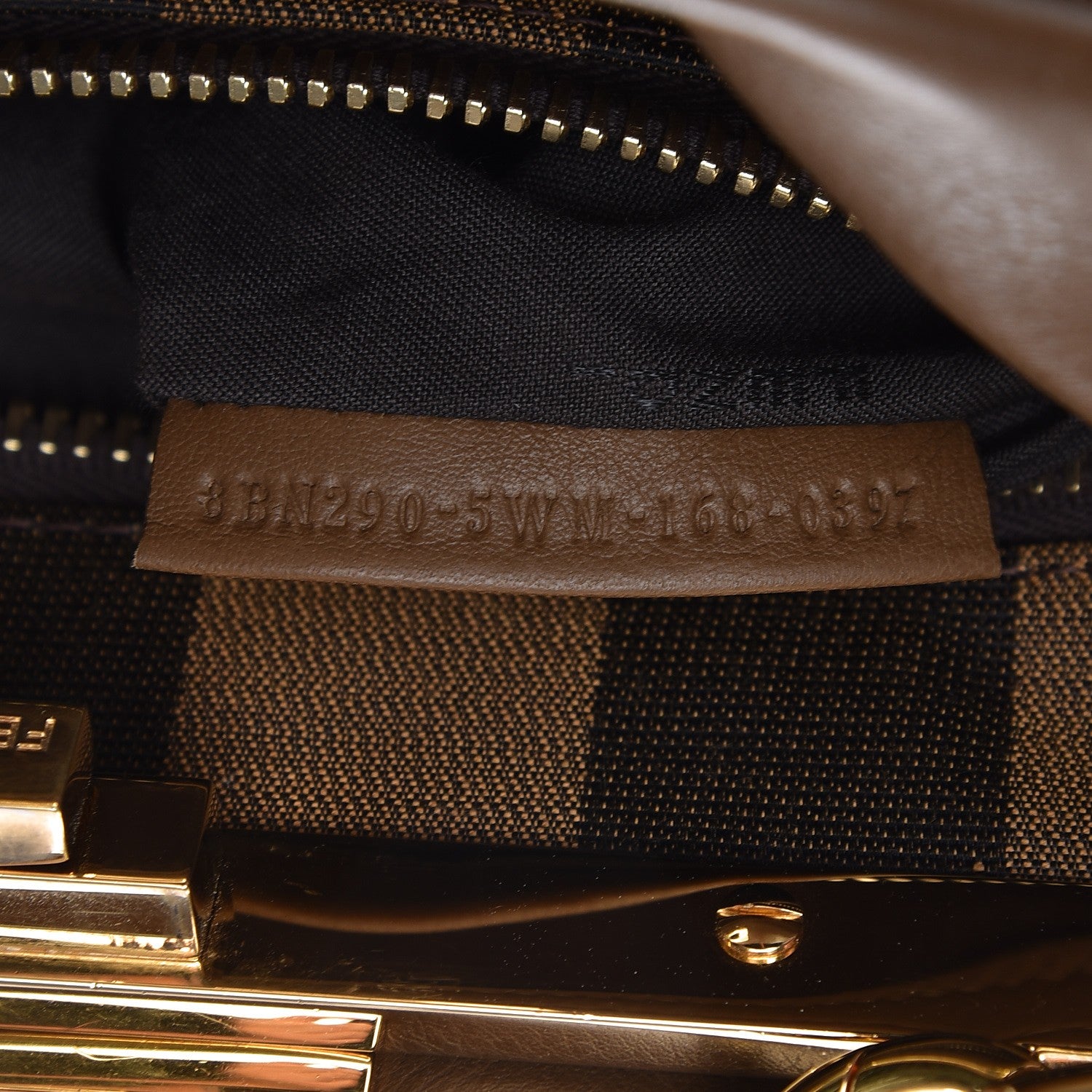 Fendi Vitello Seta Fabric Jacquard Pequin Medium Peekaboo Iconic Satchel Foresta Tobacco 7 of 9