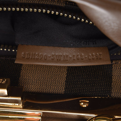 Fendi Vitello Seta Fabric Jacquard Pequin Medium Peekaboo Iconic Satchel Foresta Tobacco 7 of 9