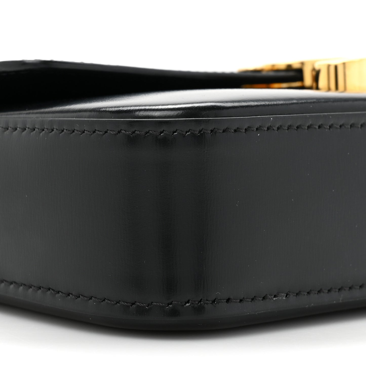 Shiny Calfskin Triomphe Chain Shoulder Bag Black