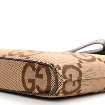 Gucci Monogram Jumbo GG Textured Dollar Calfskin Web Wristlet Messenger Bag Camel Ebony New Acero 10 of 10