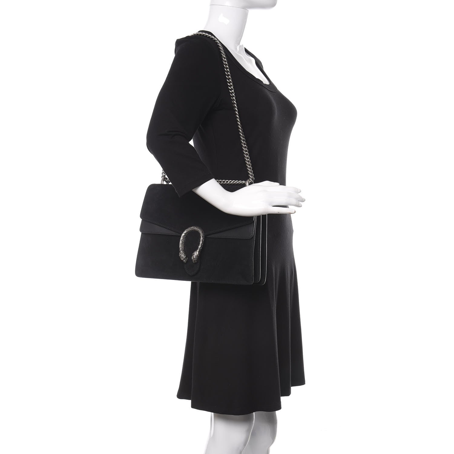 Gucci Suede Medium Dionysus Shoulder Bag Black 2 of 10