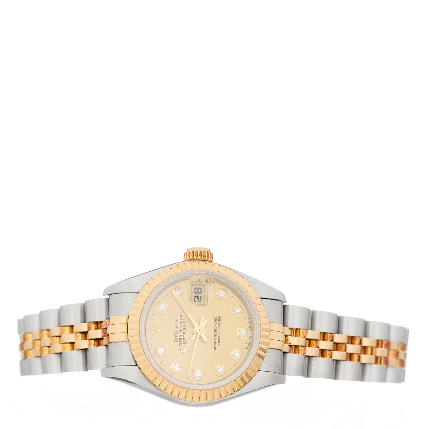 Rolex Stainless Steel 18K Yellow Gold Diamond 26mm Oyster Perpetual Datejust Watch Champagne 69173 2 of 4