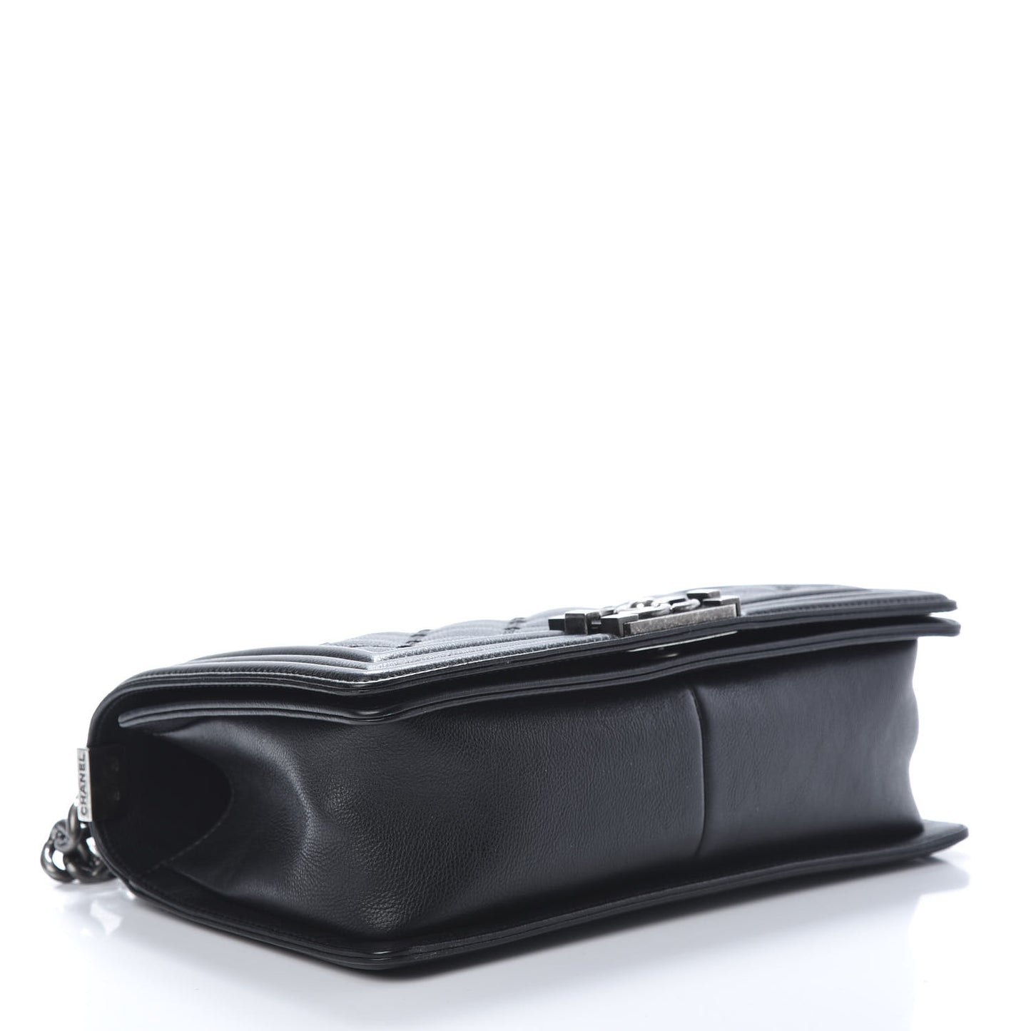 Calfskin Double Stitch Medium Boy Flap Black