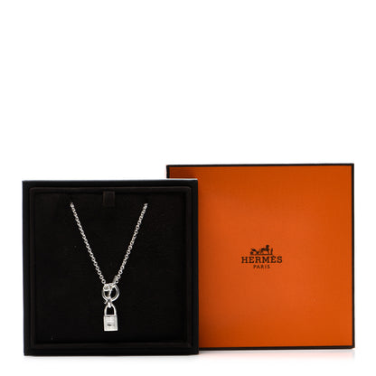 Hermes Sterling Silver Cadenas Kelly Lock Pendant Necklace 5 of 5