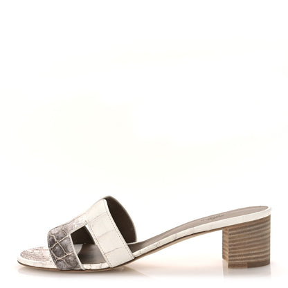 Hermes Matte Niloticus Crocodile Himalaya Oasis Sandals 40 White 1 of 11
