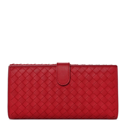 Bottega Veneta Nappa Intrecciato Continental Flap Wallet China Red 1 of 10