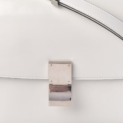 Celine Spazzolato Calfskin Medium Classic Box Flap Bag Optic White 8 of 12