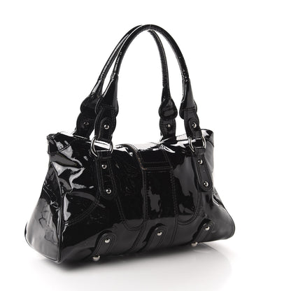 Valentino Garavani Patent Crystal Catch Satchel Black 3 of 10