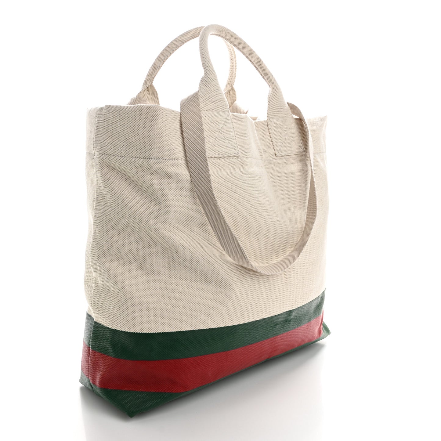 Canvas Logo Embossed Ophidia Tote Beige