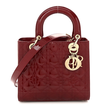 Christian Dior Patent Cannage Medium Lady Dior Red 1 of 11