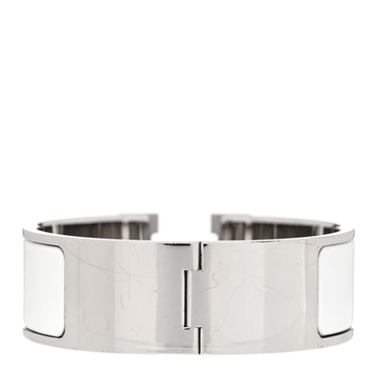 Hermes Enamel Wide Clic Clac H Bracelet PM White 3 of 4