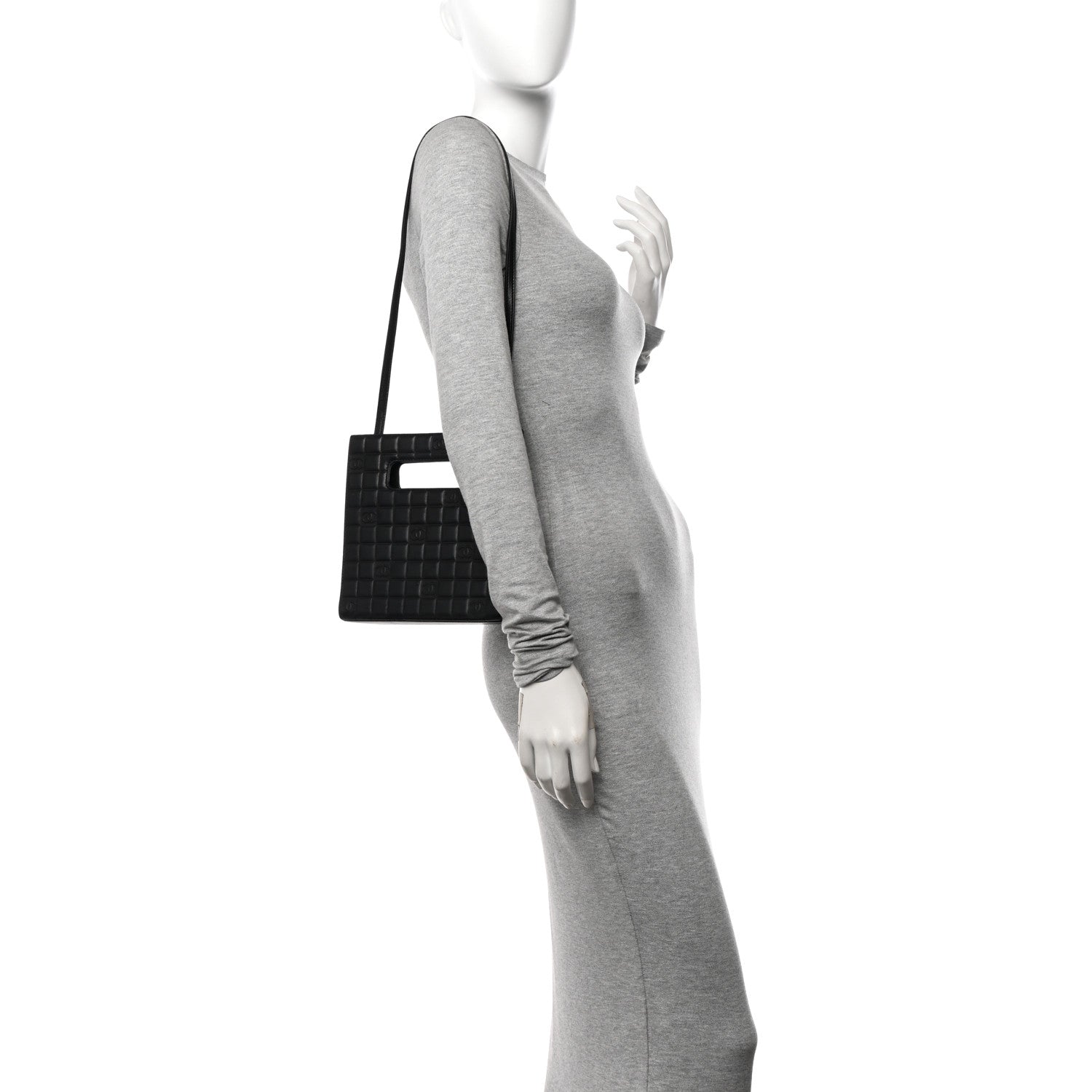 Chanel Lambskin CC Chocolate Bar Quilted Tote Black 2 of 11