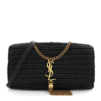 Saint Laurent Raffia Monogram Tassel Kate 99 Black 1 of 11