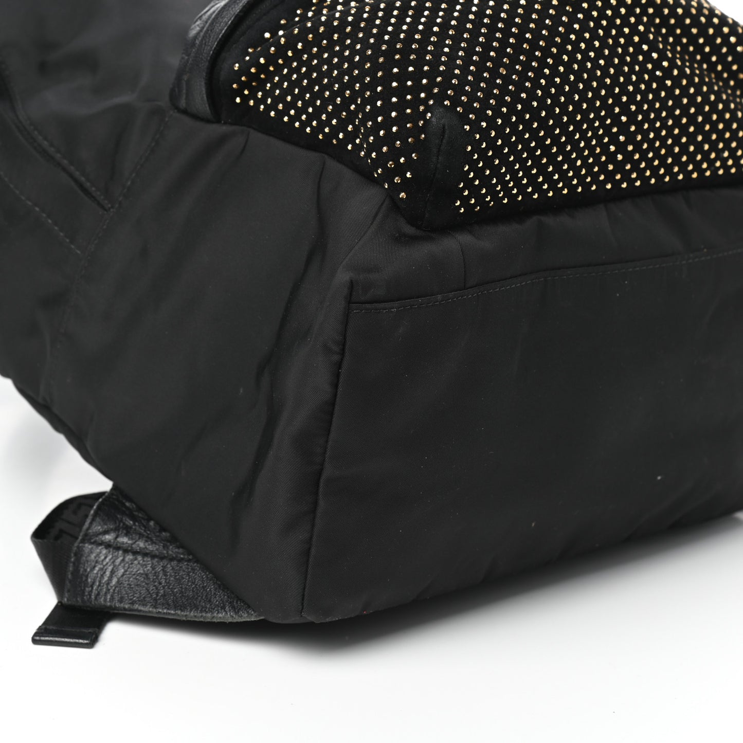 Nylon Goatskin Studded Palazzo Medusa Backpack Black