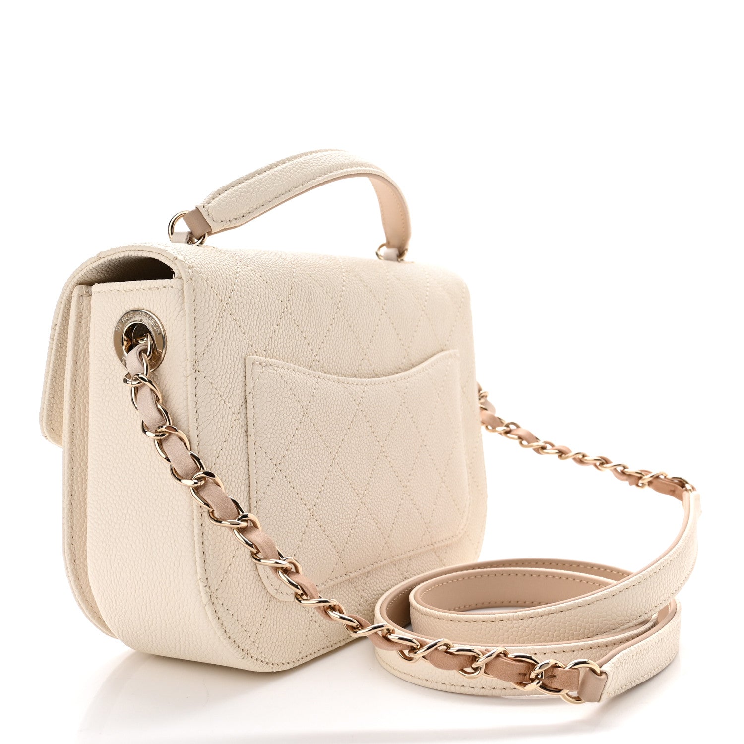 Chanel Grained Calfskin Quilted Small Cuba Top Handle Flap White 2 of 10