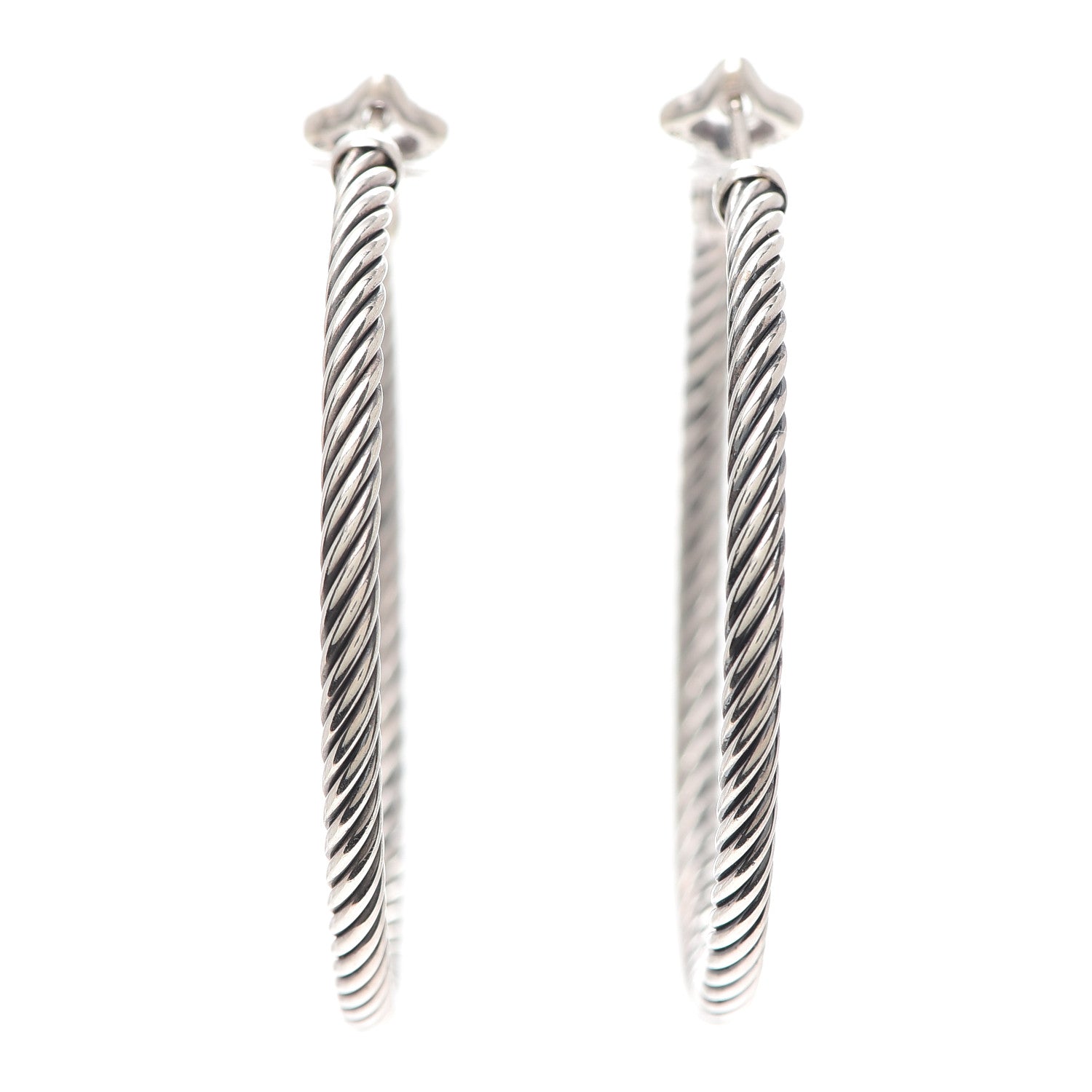 David Yurman Sterling Silver Medium Cable Classics Hoop Earrings 1 of 4