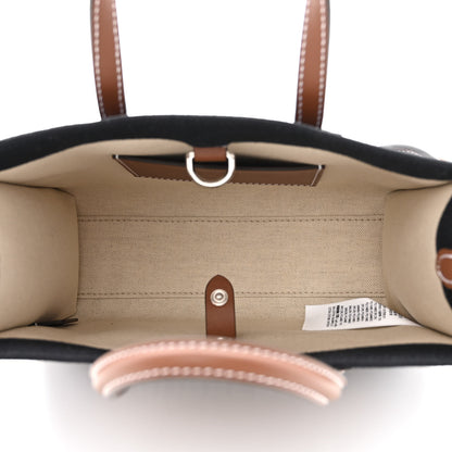 Burberry Canvas Smooth Calfskin Mini Two Tone Freya Tote Black Tan 5 of 10