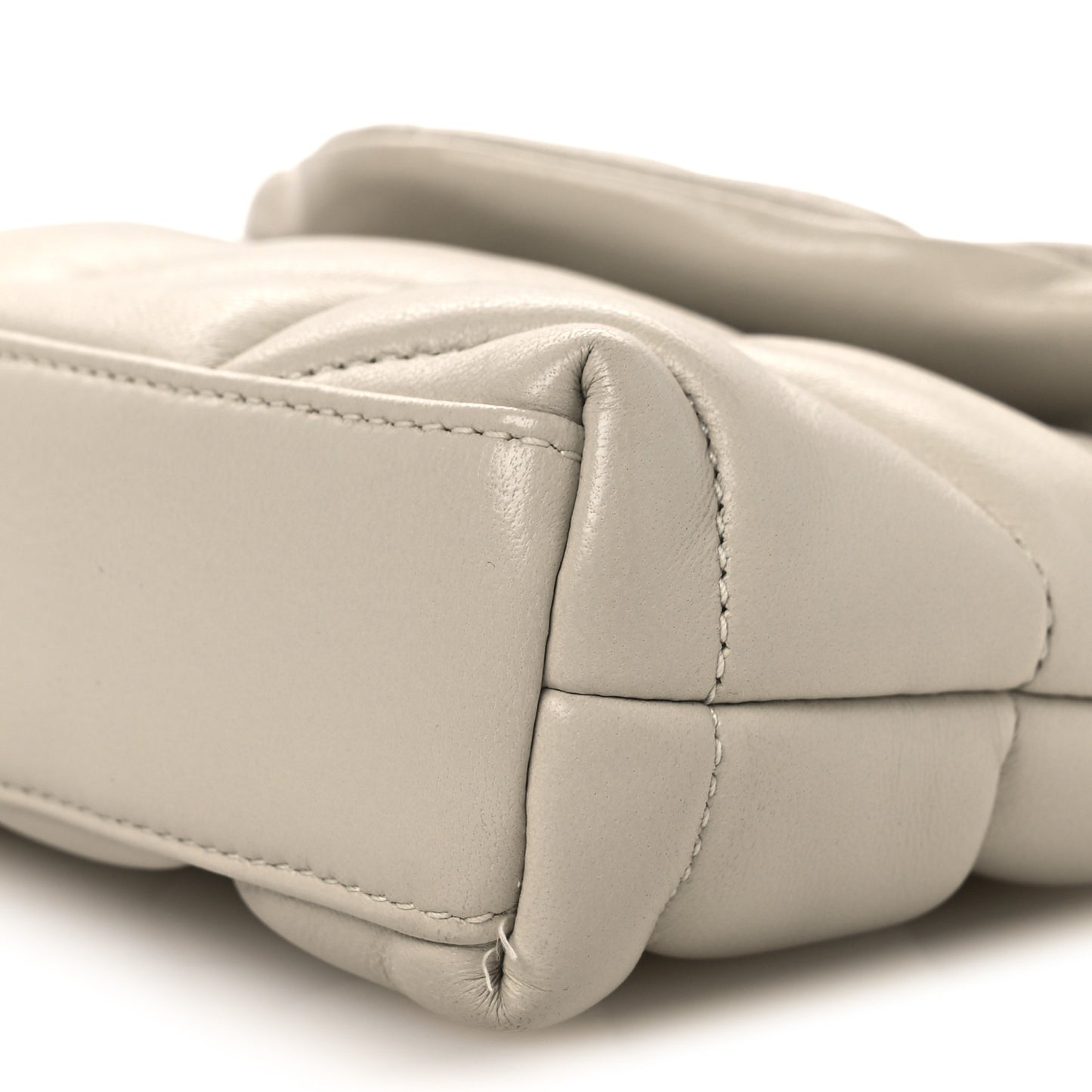 Lambskin Monogram Loulou Puffer Pouch Clutch Crema Soft