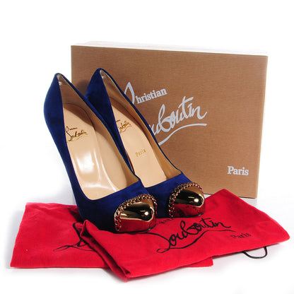 Christian Louboutin Suede Metalipp 120 Pumps Indigo Bronze 39.5 8 of 8