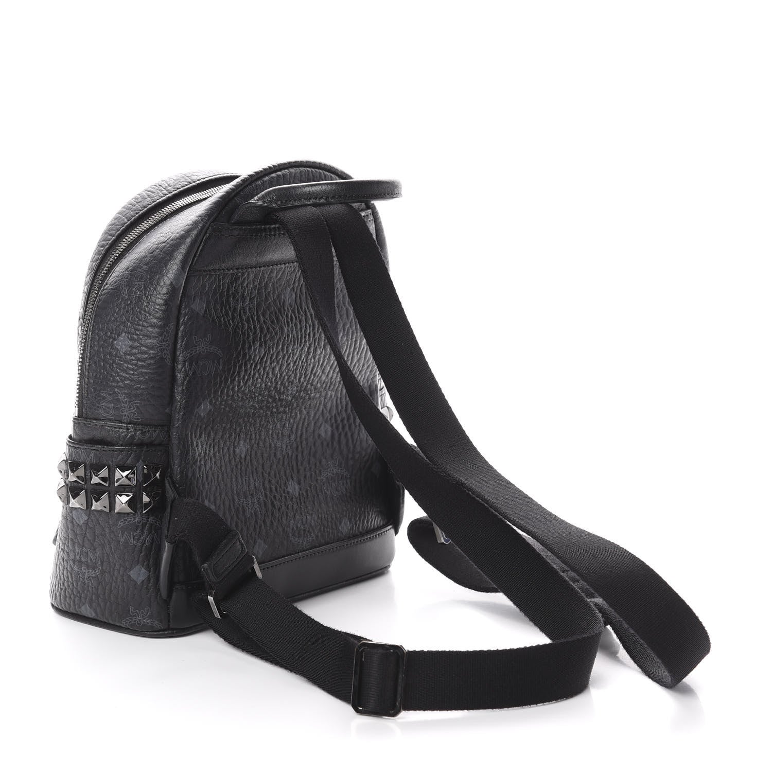 MCM Visetos Side Stud Mini Stark Backpack Black 2 of 8