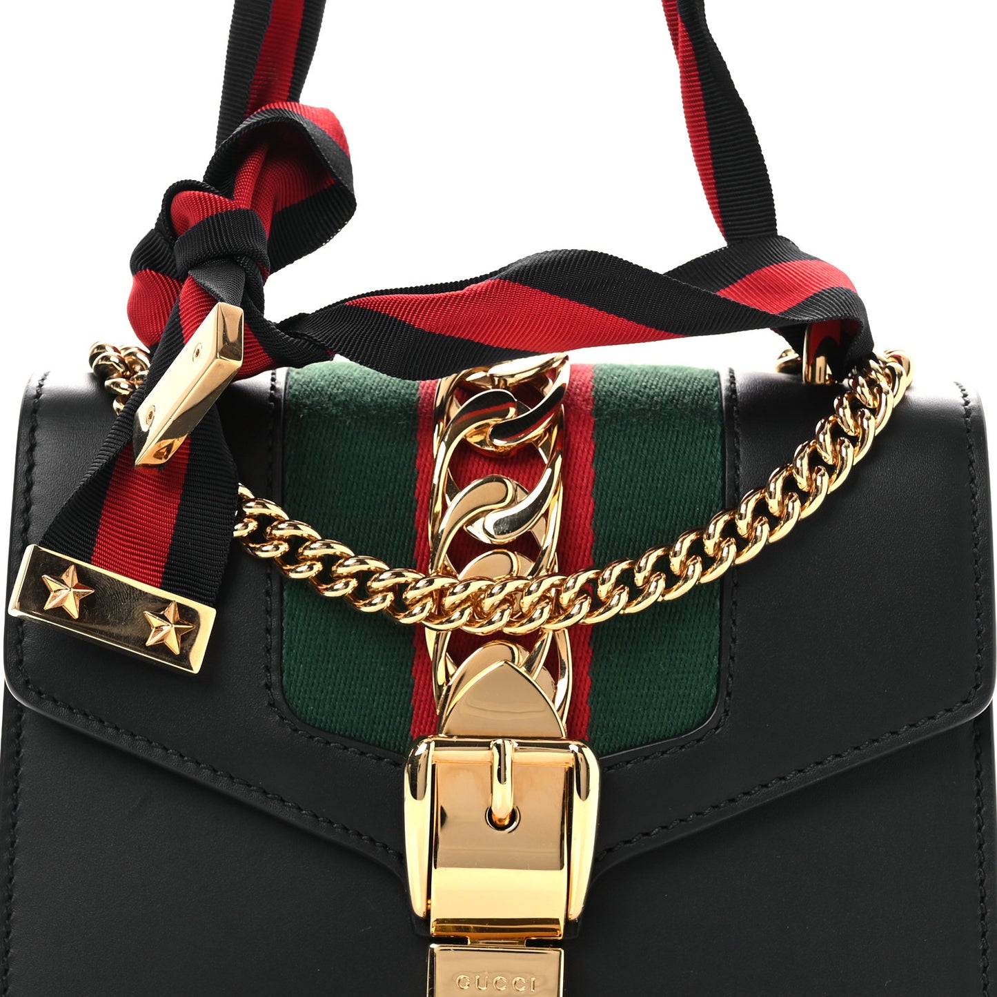 Calfskin Mini Sylvie Chain Shoulder Bag Black