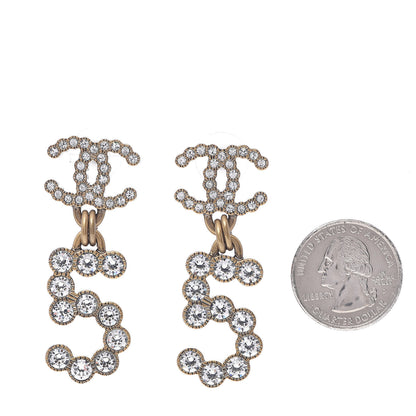 Chanel Metal Crystal City of Lights No 5 Drop Earrings Gold 2 of 5