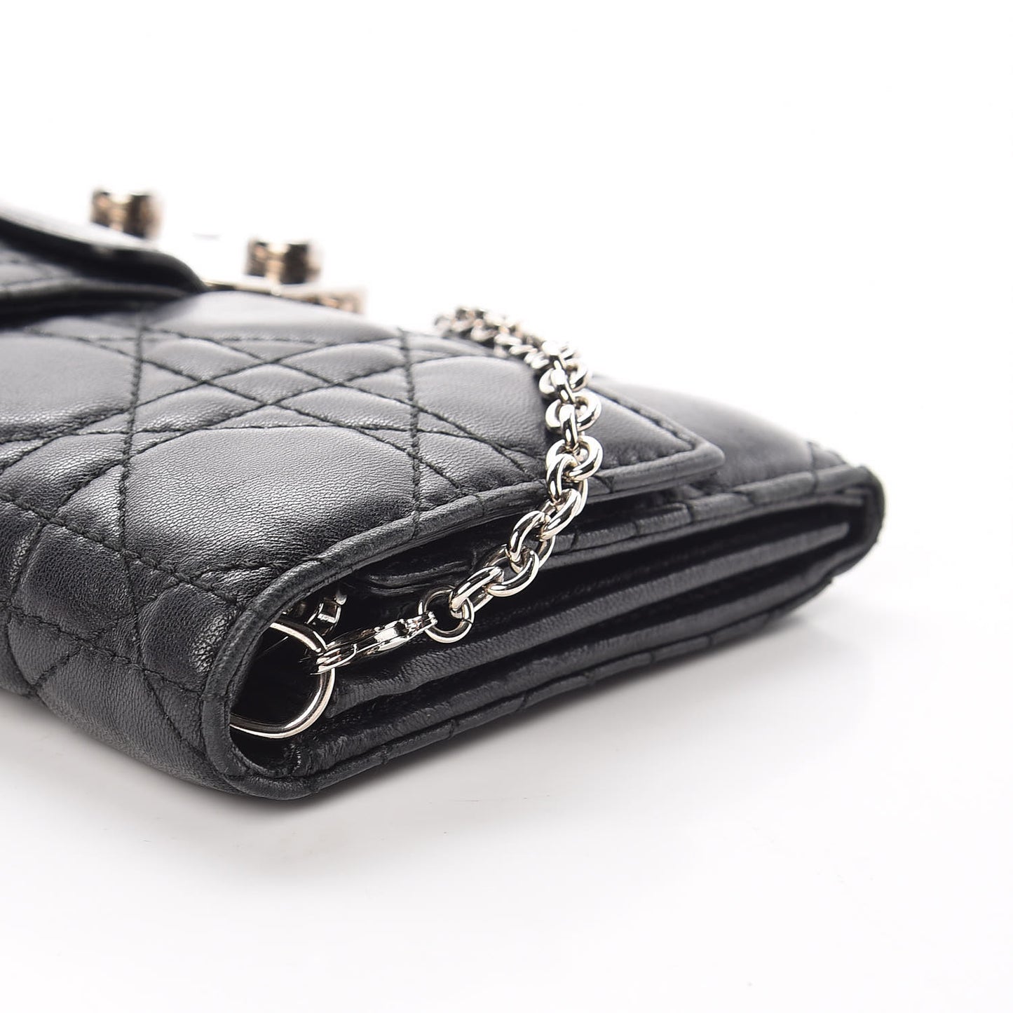 Lambskin Cannage New Lock Wallet Black