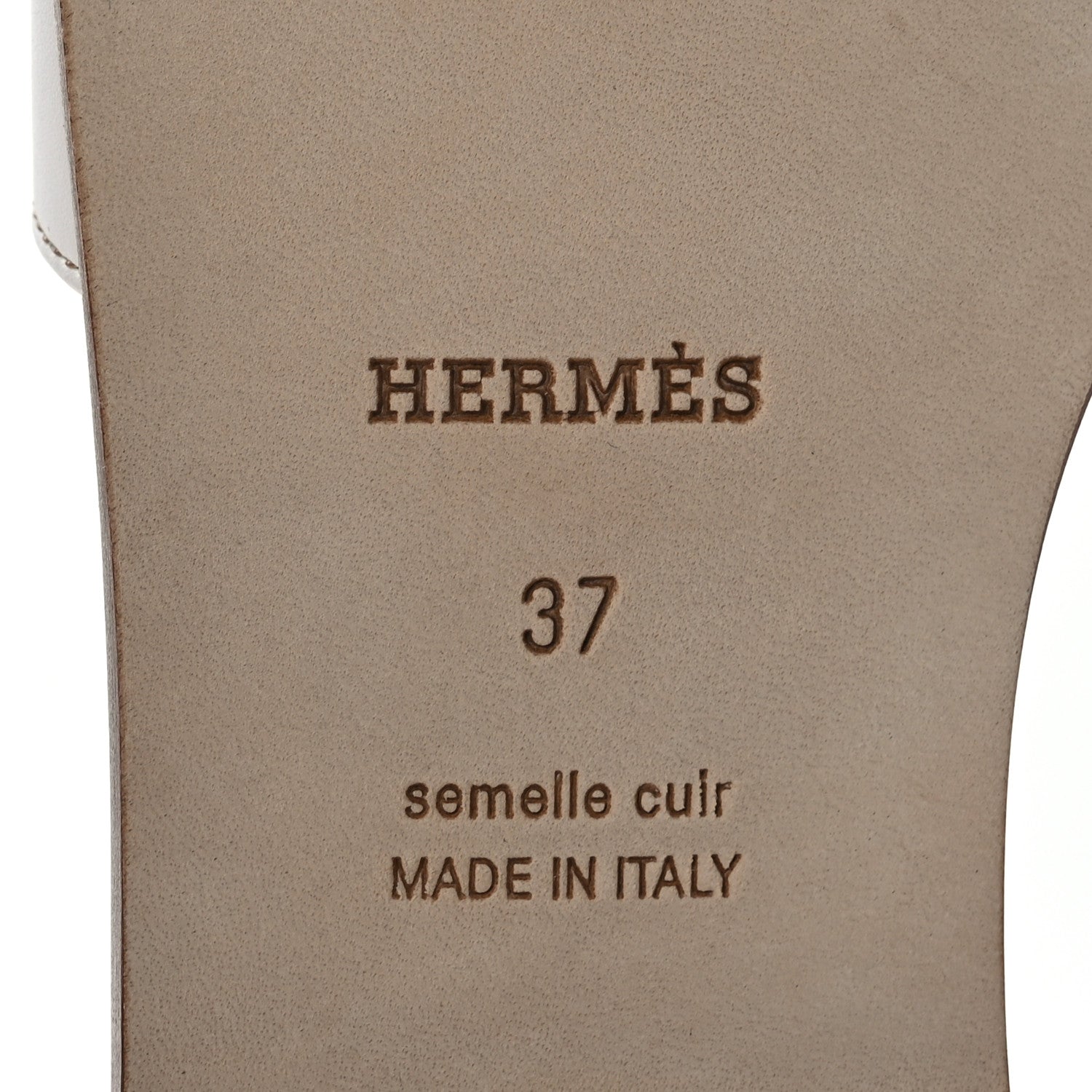 Hermes Box Calfskin Oran Sandals 37 White 8 of 9