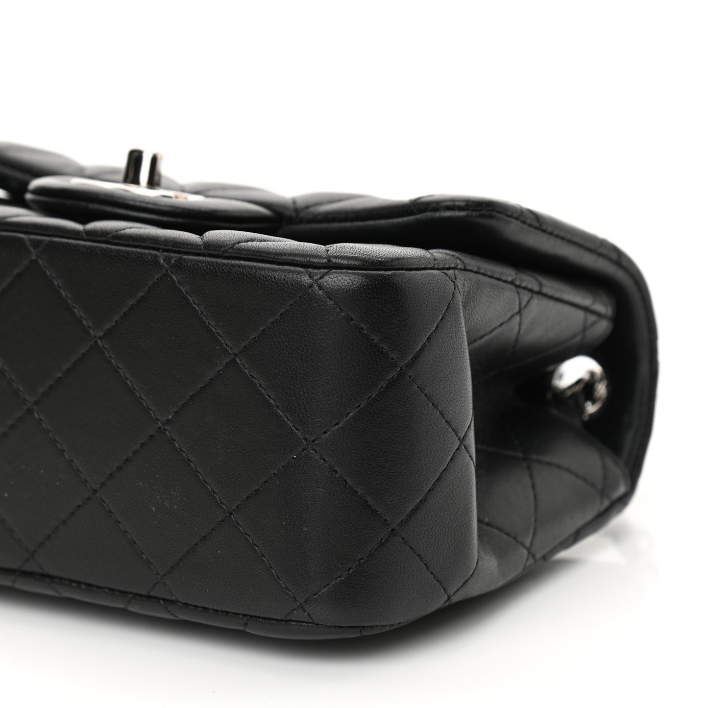 Lambskin Quilted Mini Square Flap Black