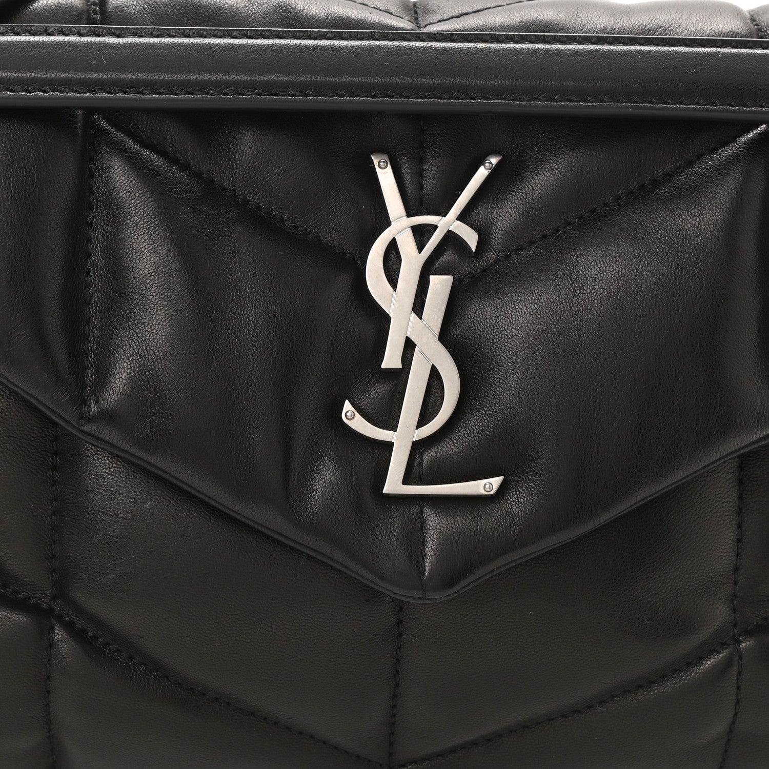 Saint Laurent Lambskin Quilted Small Loulou Puffer Monogram Chain Satchel Black 9 of 11