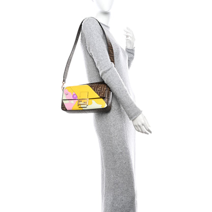 Fendi Glazed Fabric FF 1974 Hairdo Girls Inlay Baguette Mogano Panna Multicolor 2 of 10