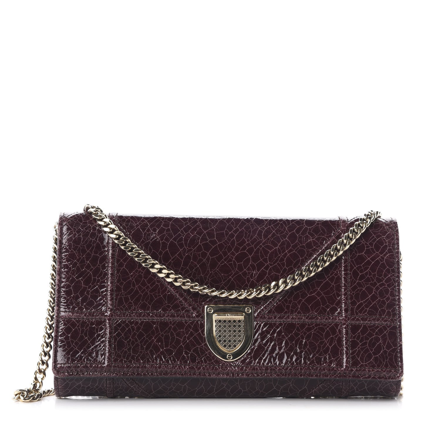 Ceramic Effect Deerskin Diorama Croisiere Chain Wallet Burgundy