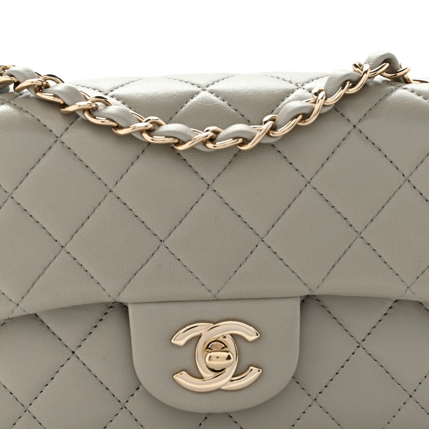 Chanel Lambskin Quilted Mini Rectangular Flap Grey 8 of 11