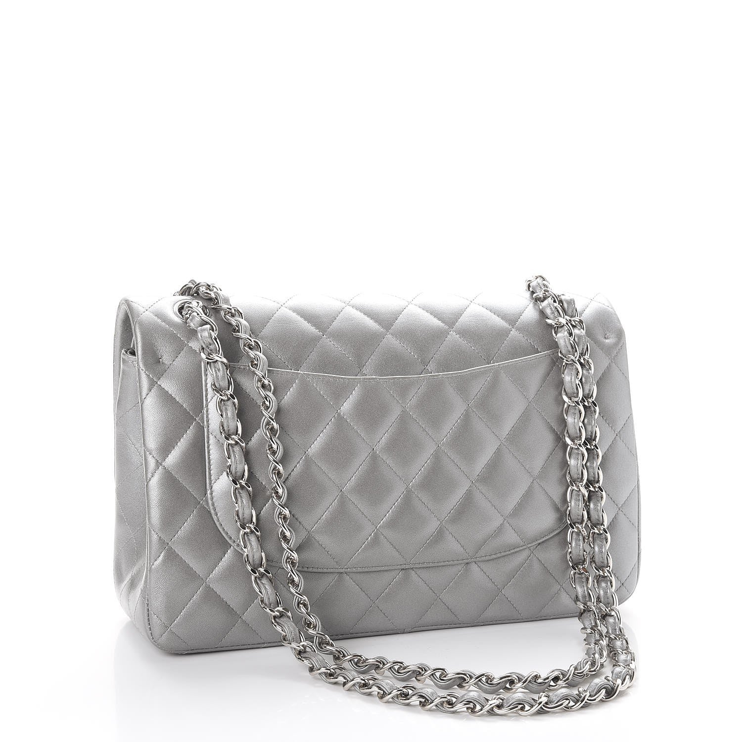 Chanel Metallic Lambskin Quilted Jumbo Double Flap Dark Grey 4 of 8