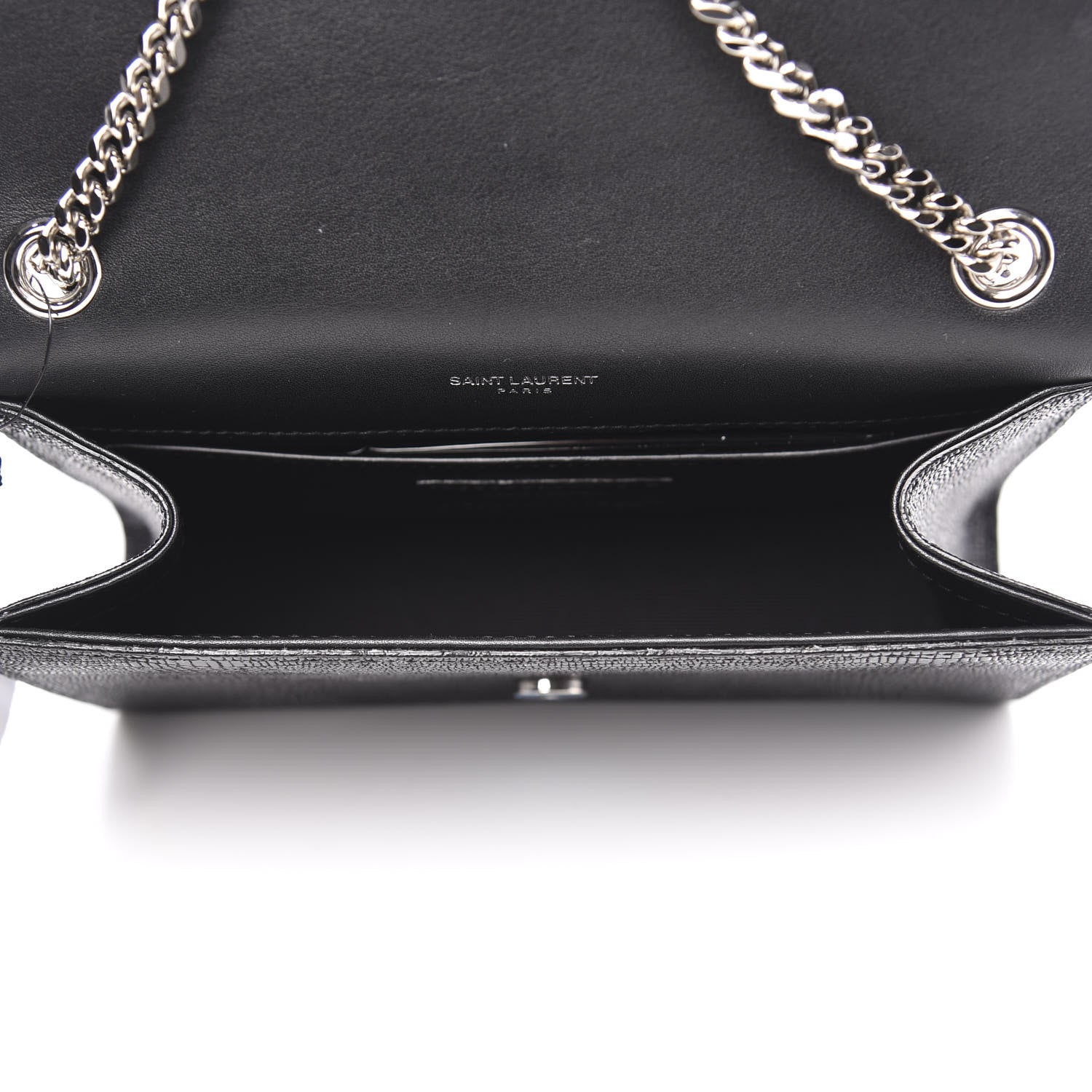 Saint Laurent Calfskin Lizard Embossed Small Classic Monogram Kate Tassel Satchel Black 5 of 9
