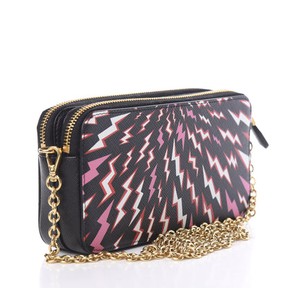 Prada X UNIVERSAL STUDIOS Saffiano Thunder Frankenstein Mini Double Zip Chain Crossbody Bag Lacca 2 of 9