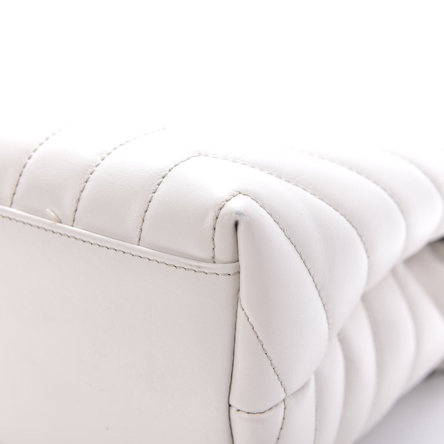 Calfskin Y Quilted Monogram Medium Loulou Chain Satchel White