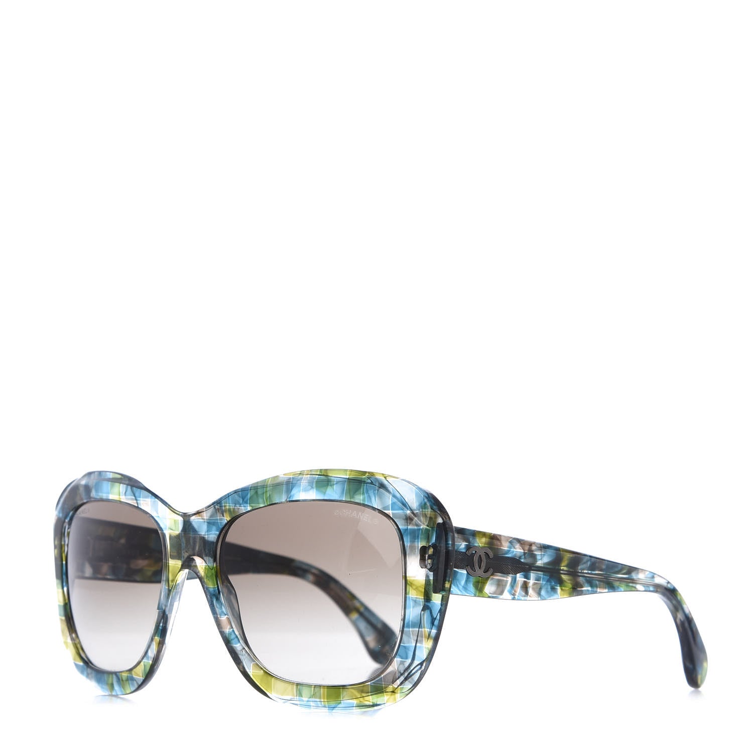 Chanel Acetate Square Plaid Frame Sunglasses 5324 Blue Green 1 of 8