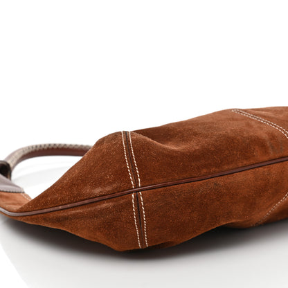 Salvatore Ferragamo Suede Stitched Hobo Brown 7 of 8