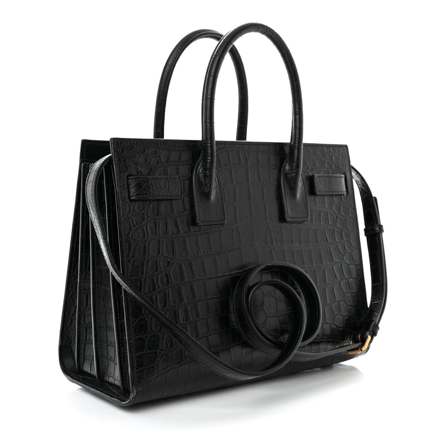 Calfskin Crocodile Embossed Baby Sac De Jour Black