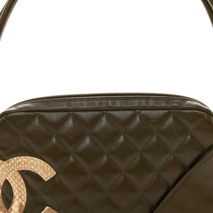 Chanel Calfskin Python Quilted Cambon CC Pochette Khaki 8 of 12
