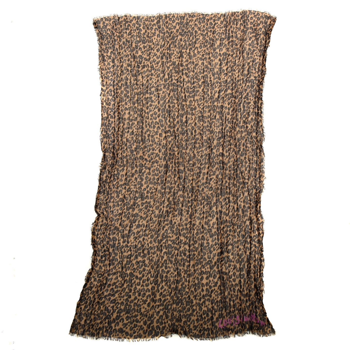Cashmere Silk Leopard Etole Stole Marron