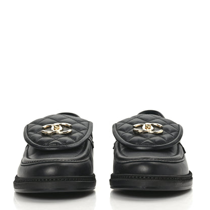 Chanel Lambskin Quilted CC Turnlock Loafers 38 Black 3 of 8