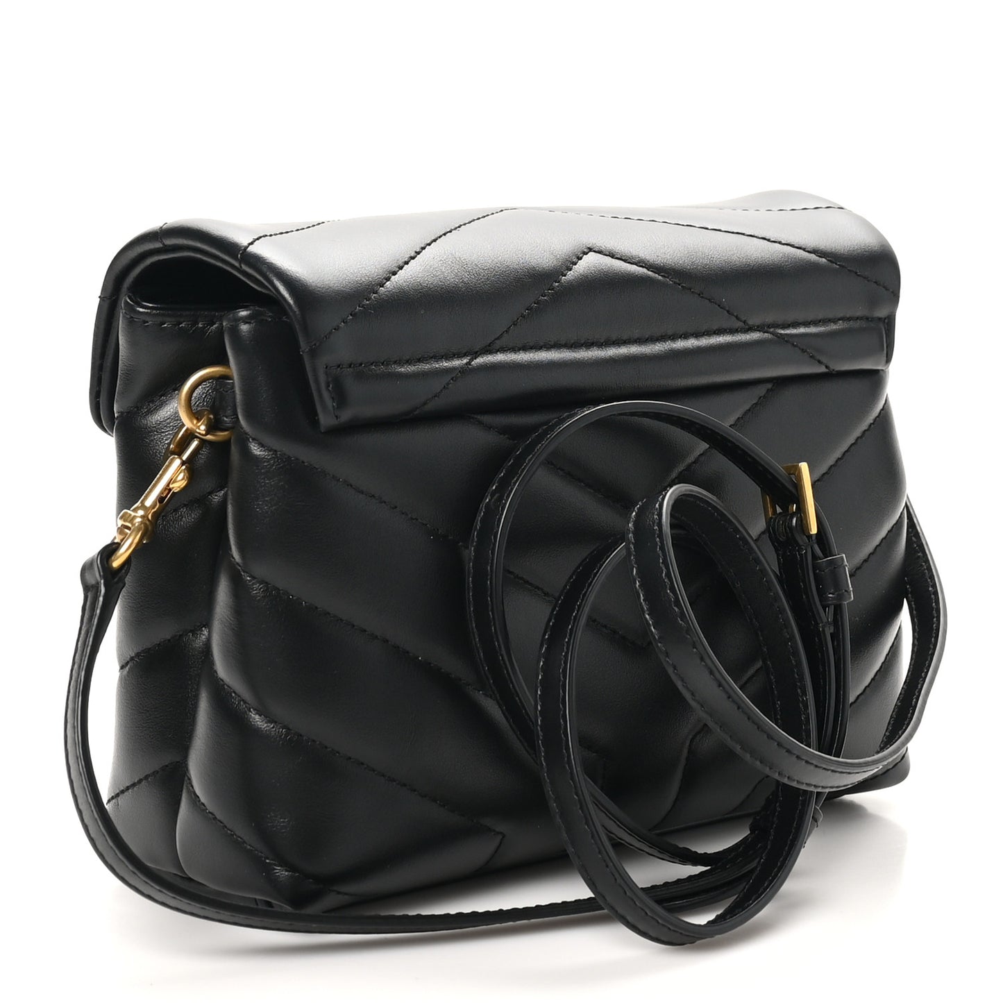Calfskin Y Quilted Monogram Toy Loulou Crossbody Bag Black